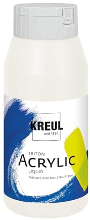 KREUL 17033 - Triton Acrylic Liquid Mischweiß 750 ml, Hochwertige Künstler-Acrylfarbe in Studienqualität mit leicht fließendem Charakter, tiefmatt auftrocknend