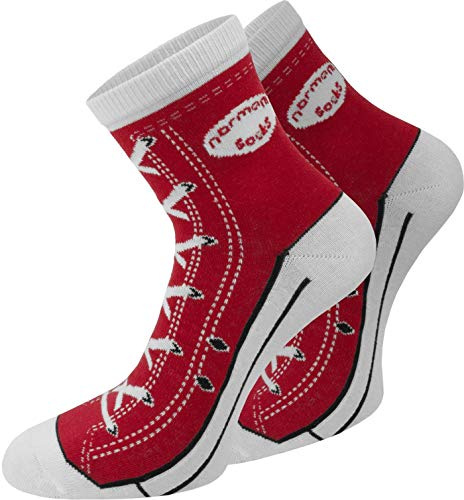 4 Paar Baumwoll Socken - Lustige Strümpfe für Damen, Herren und Kinder im Schuh-Design