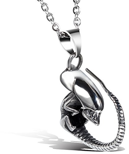 JewelryWe Drachen Halskette Herren Vintage Silber Edelstahl Drache Anhänger Kette Punk Gothic Schmuck für Männer Frauen