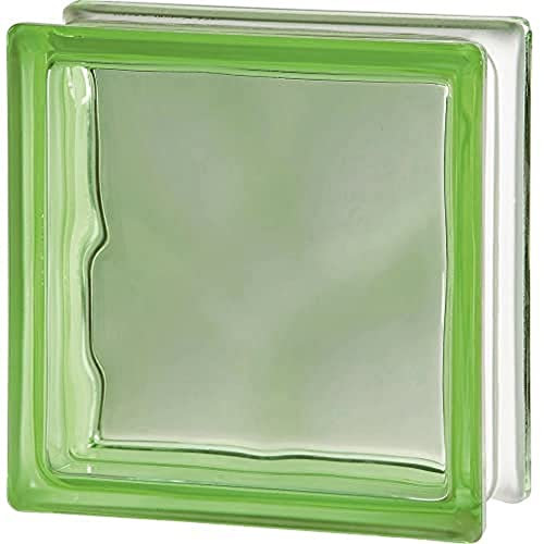 Verre brique transparent ondulé 19 x 19 x 8 cm vert 1919/8 Wave