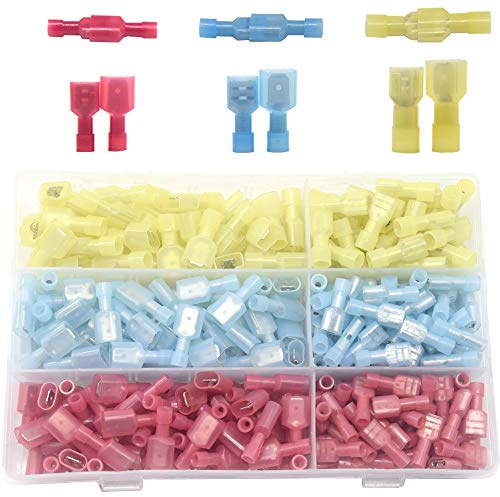 Yosawo 320 Pieces Spade Connector Nylon Fully Insulated Male/Female Quick Disconnect Electrical Wire Connectors Assortment Kit