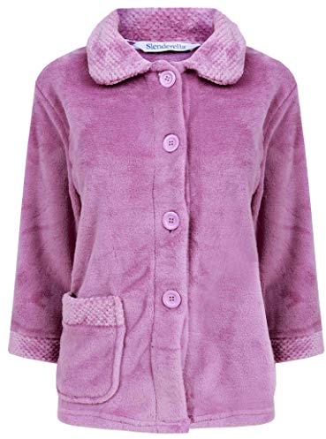 Slenderella Femme Manches 3 4 X Grand Doux Clair Pourpre Doux Polaire Corail Bouton Veste De Lit Manteau Taille 48 50
