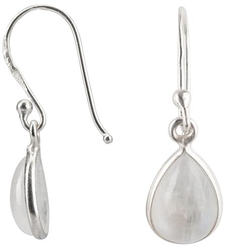 Züssi Mondstein Ohrringe Damen aus reinem 925 Sterling Silber - Echter Mondstein Edelstein Schmuck - Ohrringe hängend in Tropfenform
