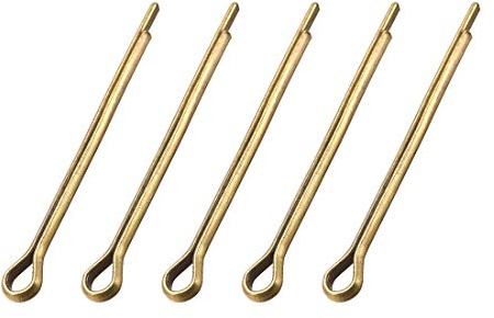 uxcell Split Cotter Pin - 3mm x 40mm (1/8 inch x 1 37/64 inch) Solid Brass 2-Prongs Gold Tone Fastener Clip Key 5Pcs