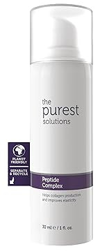 The Purest Solutions Peptide Complex Serum - Hudföryngring och anti-aging vård - Stödjer kollagenfibernätverket - Anti-rynkeffekt - Vegan | Grymhetsfri | Miljövänlig