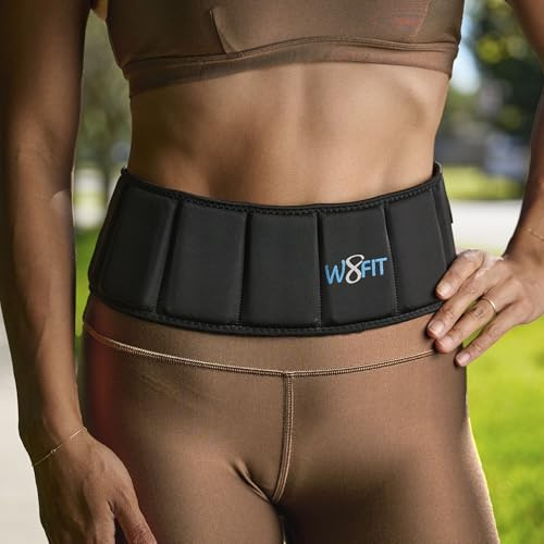 W8FIT Adjustable Weighted Belt for Men & Women – Rucking Belt for Walking, Hiking & Strength Training (8 LB Medium)