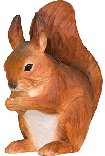 WILDLIFEGARDEN WG5942 Rotes Eichhörnchen - Handgeschnitzter Tierfigur aus Holz