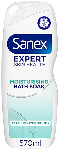 Sanex Expert Skin Health Moisturising Bath Soak 570ml - bath soak men and women - bath foam - advanced prebiotic formula - smooth and hydrated feeling skin - supports good skin bacteria