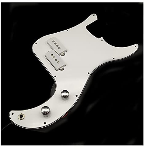 KESHUO 1Set P Bass Vorgeführter Pickguard Für Präzisionsbassgitarre 3 Pb. Bassenteile Schwarz/Weiß Geladenes Schlagbrett vorverdrahtet (Color : White)