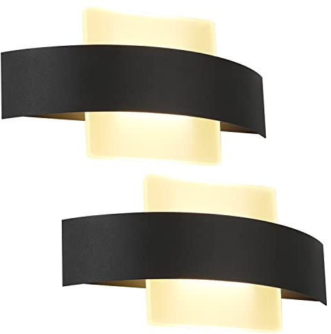 ZMH 2ER LED Wandleuchte Innen 7W aus Acryl Wandlampe Wohnzimmer | aus Acryl Modern Flurlampe 23.5cm in Schwarz und Weiß für Schlafzimmer Wohnzimmer Arbeitszimmer Treppenhaus