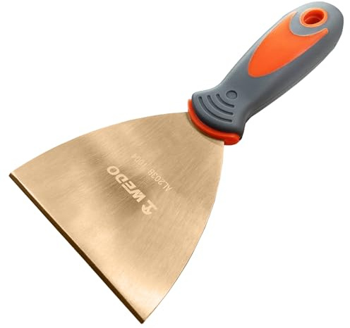 WEDO Spatola non scintillante, 75 mm, rame di berillio, raschietto per pallet, manico in fibra di vetro, non magnetico, anticorrosione, spatola universale, certificato BAM/FM
