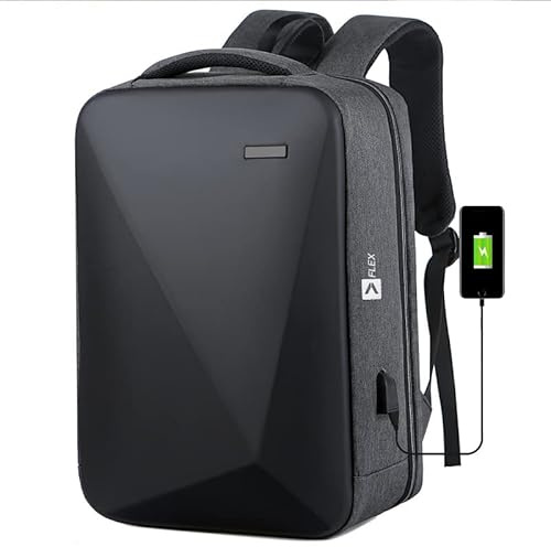 Flex Hard Shell Laptop Backpack Anti-Theft Business Bag with USB Port TSA Lock Waterproof Rucksack Improved SBS Zippers Padded Back and Belt Fits 16 Inch Laptop Lightweight Travel Bag Black