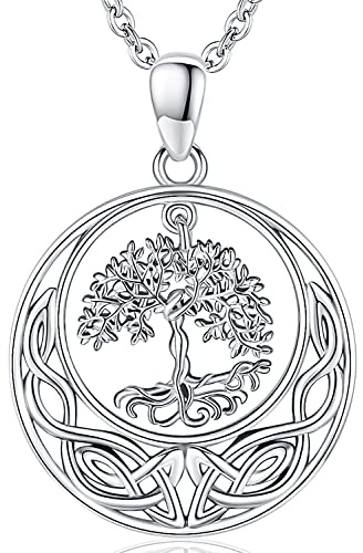 Aniu Collier Arbre de Vie Femme Argent Sterling 925 Pendentif Celtique Arbre de Vie pour Femme Bijoux Argent Personnalisé pour Femme, Cadeau Anniversaire pour Filles Maman