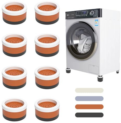 CFlong 8 Pcs Washing Machine Feet, Anti Vibration Mat, Rubber Feet Pad, Anti-slip Pad, Shock Absorber, Non-slip Fixed Anti-deviation, Used for Dryer, Washing Machine, Dishwasher (Brown)