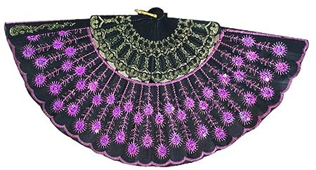 WOFASHPURET Handfächer für bestickter Paillettenfächer Handfächer aus Stoff Faltventilatoren in der Hand Lüfter tanzende Fans Pailletten-Fan gestickt Handventilator Faltfächer Fräulein Violett