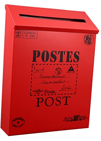 Briefkastenornament aus Eisen in Rot, Schlichtes Retro Dekor