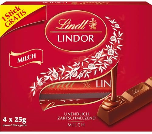 Lindt Schokolade | LINDOR Milch, 100g Sticks, Vollmilch, Geschenk