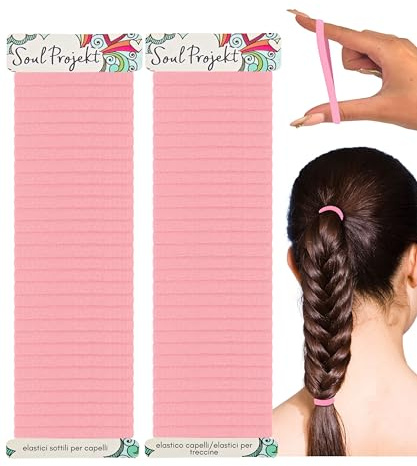 Soul Projekt Elastique Cheveux Rose, 60 Pièces 4mm Résistants Élastiques Cheveux Fille, Chouchou Chevéux avec Anti-Casse Sans Accrochage pour Queue de cheval, Cadeau Femme