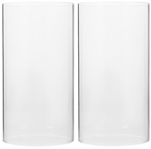 2 Stück Haushaltsglaskuppel aus Borosilikatglas, Dekorativer Kerzenhalter | Lampenschirm Glas, Kerzenschutz, Glaseinsätze für Kerzenhalter, Kerze Glaszylinder