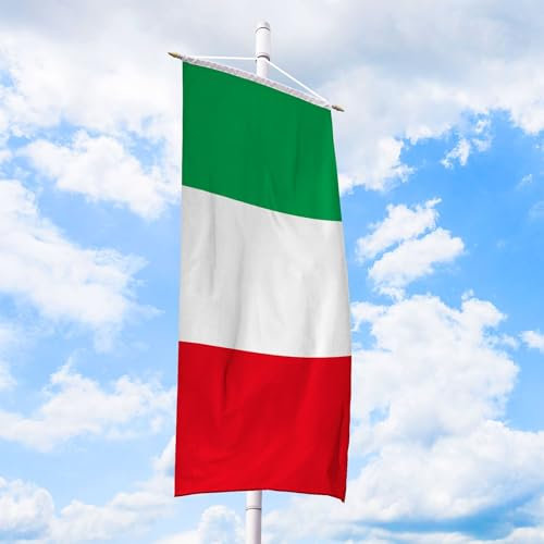 Italien Flagge 150 x 400 cm - für Fahnenmast, Italienfahne aus reißfestem Fahnen-Polyester-Stoff, Bannerfahne wetterfest und UV-beständig