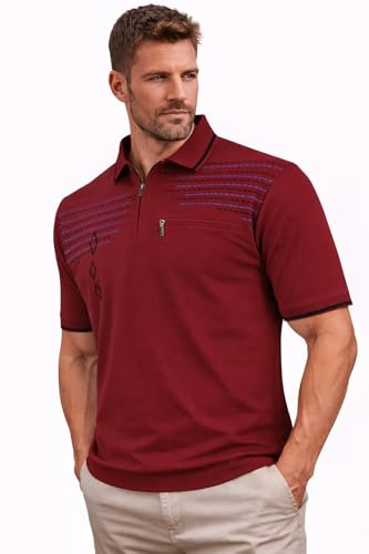 Soltice Herren Kurzarm Poloshirt, Polohemd Kragen, Gestreifte Blousonshirt mit Brusttasche aus Baumwoll-Mix (M bis 3XL)