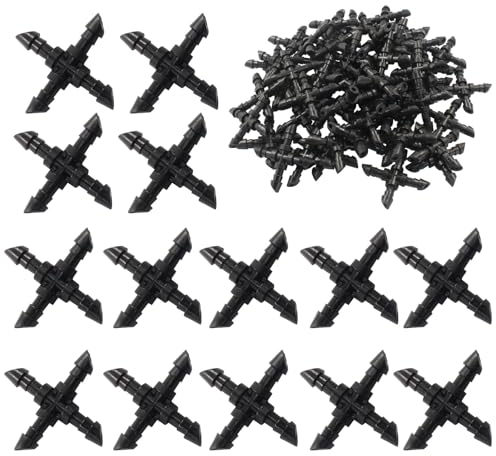 Cionyce 50 Stück Tropfbewässerungs-Kreuzverschraubungen, Widerhakenverbinder, passend für universelle 0,64 cm Tropfschläuche (schwarz)
