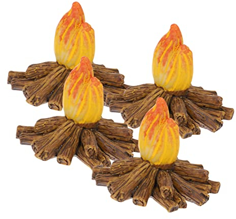 Gogogmee 4stücke Künstliches Lagerfeuer Modell Mit Künstlichem Feuer Künstliches Lagerfeuer Für Party Dekoration Camping Geburtstagsparty Zubehör Für Garten Bonsai