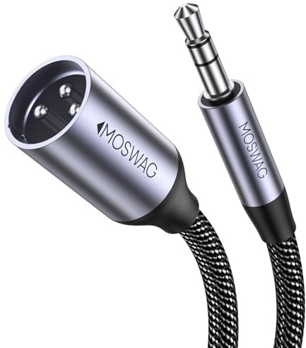MOSWAG 3.5mm to XLR Cable, 1/8 inch Mini Jack Stereo to XLR Male Balanced Aux Micphone Cable for iPhone iPod Cell Phone Laptop Speaker Mixer Microphone 2M