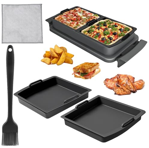 Rierousy 2PCS Backschalenteiler kompatibel mit Tefal OptiGrill XL Silikonmatte Backschaleneinsatz für OptiGrill Zubehör, Backform für Braten, Backen, Grillen