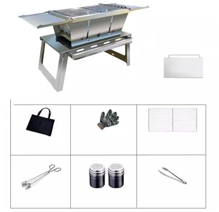 SDA287MZ Picknickgrill Edelstahl Klappgrill Herd Haushalt Praktischer Grill Spieß Grill Outdoor Camping Hof Carbon Grill Tragbarer Grill