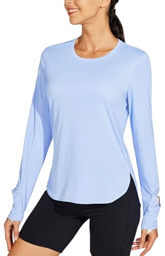 WILLIT, maglietta sportiva da donna, per corsa, indumenti da sole, UPF 50, a maniche lunghe, T-shirt da escursionismo, leggera, ad asciugatura rapida, protezione UV, per yoga, top da escursionismo