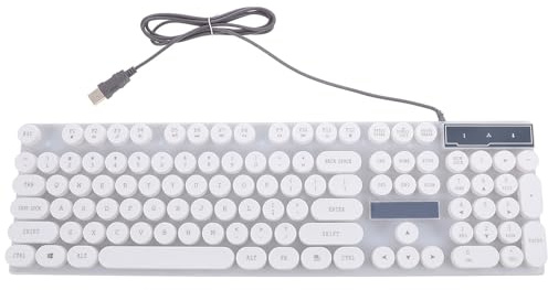 Clavier USB Lumineux à Touche Ronde Blanc, Filaire Portable pour Ordinateur | Plastique, Design Épuré, Usage Voyage et Extérieur, Clavier Touche Ronde