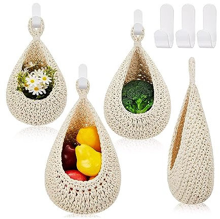 TUKRPQMRI Paniers à Fruits Suspendus for, Panier Mural Suspendu en Forme de Larme, Manteau d'oignon, Rangement bohème, 3 tailles/388
