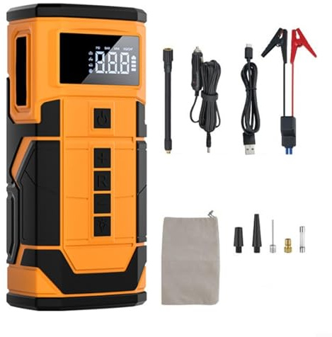 ZYNCUE Démarreur de voiture multifonction 8000 mAh avec compresseur d'air 150 PSI Gonfleur de pneu Lumière LED