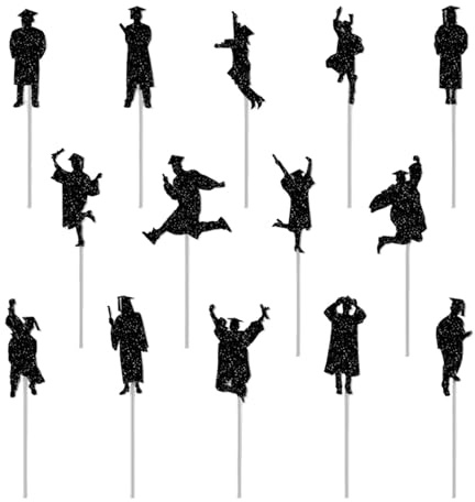 Lot de 14 décorations de gâteau de remise de diplôme | Fournitures de décoration de cupcake pour fête