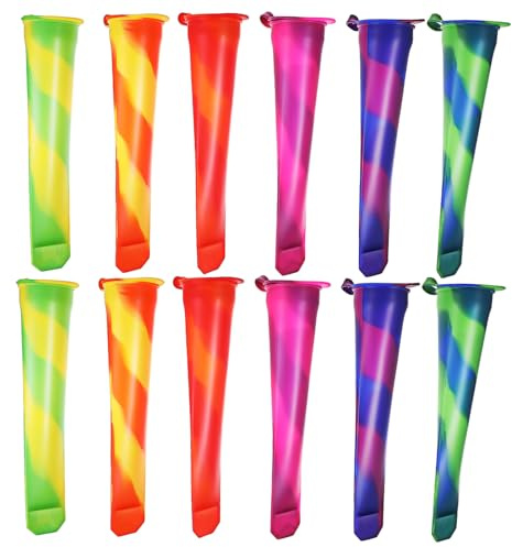TOPPERFUN 12 Piezas Moldes de Helado de Silicona para Adultos Moldes de Paletas de Yogur Reutilizables y para Postres de Usar y Multiusos
