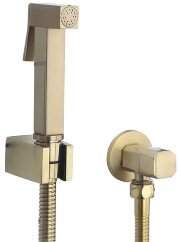 Bidet Mural avec douchette et Robinet en Or brossé, Bidet portatif, Salle de Bain, A