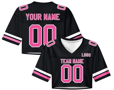 Personalisiert American Football Trikot für Damen Custom Jerseys mit Name Nummer Logo Personalisierte Spieltrikots T-Shirt Kurz Atmungsaktiv Training Sporthemden Rosa
