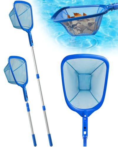 MRUN BONE Pool Kescher Feinmaschig Poolkescher 150 cm Poolnetz mit Teleskopstange Fein Netz für Pool, Schwimmbad, Teich, Aufstellpool, Planschbecken, Algen, Aufblasbarer Pool