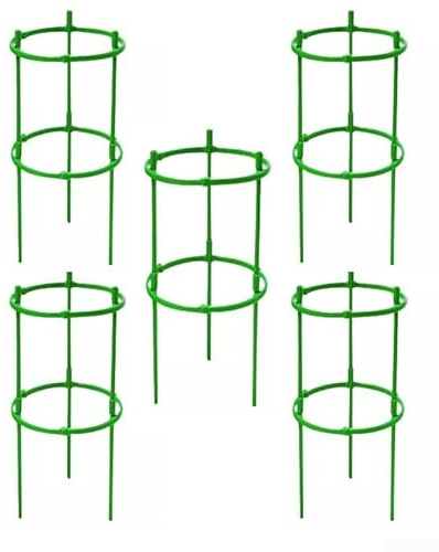 Sawhamale Jaula de Soporte para Plantas de Tomate para macetas y Jardines con Anillos Ajustables, Enrejado para Plantas trepadoras y vides, Material ABS Verde, 20 cm de Alto, para Flores, Tomates