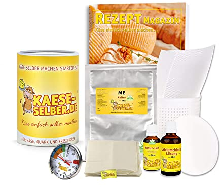 Käse selber machen - Starter Set inkl. Rezeptmagazin und Videoanleitungen (für Käse, Quark und Frischkäse); Traditionelle Käseherstellung