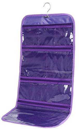 WODISON Foldable Clear Hanging Travel Toiletry Bag Cosmetic Organiser Storage, Purple, One Size