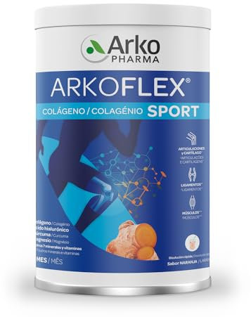 Arkopharma Arkoflex Colágeno Sport, Colágeno Hidrolizado, Sabor Naranja, Bote 390 gr, Articulaciones, Huesos y Músculos, Ácido hialurónico, Magnesio, Manganeso, Cúrcuma y Vitaminas