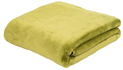 Gözze - Premium Cashmere Feel Cuddly Living Room Blanket/Throw, 500 g/m², 180 x 220 cm - Lime Green