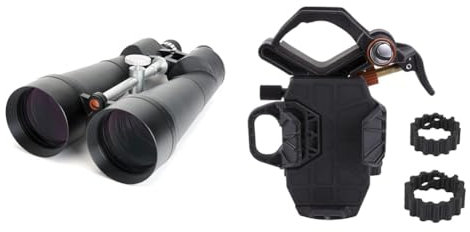 Celestron 71017 SkyMaster 25x100mm Porro Prism Binoculars with Multi-Coated Lens & 81055 NexYZ 3-Axis Universal Smartphone Adapter, Patented Design - Works with Telescopes, Spotting Scopes