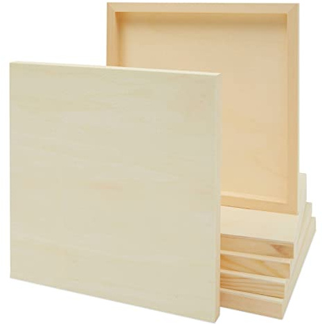 Bright Creations 6 Holztafeln zum Malen, Holzleinwand, Quadratische Malunterlage, 30,5 x 30,5 x 2,2 cm