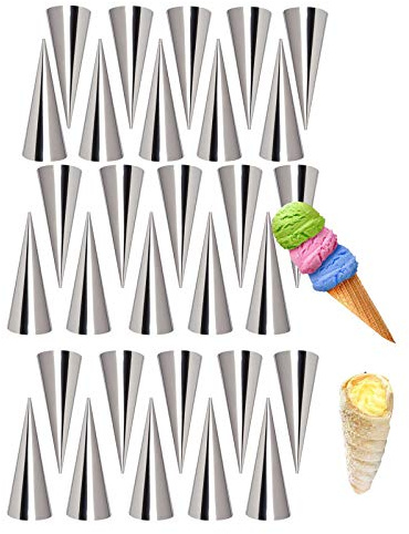 LaceDaisy - Moldes de acero inoxidable, 30 moldes para repostería en espiral, croissants, cuerno, pastel de pan para cannoli, croissant, hojaldres, helado#2