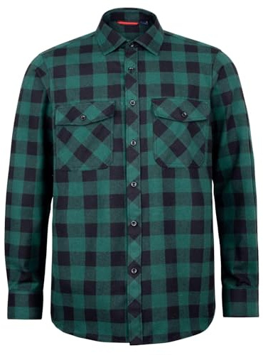 J.VER Flanellhemd Holzfällerhemd Regular Fit Kariertes Hemd Herren Langarm | Karohemd, Flannel, Arbeitshemd, Baumwolle, Freizeithemd, Casual, Plaid, für Holzfäller Baumfäller Männer, mit Brusttasche