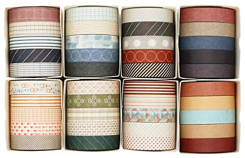 Knaid 40 Rolls of Slim Washi Tape Gift Box Set, Decorative Paper Tapes 10 mm Wide for Scrapbooking, DIY Arts and Crafts, Bullet Journal, Planner, Junk Journal, Notebooks (Minimalist)