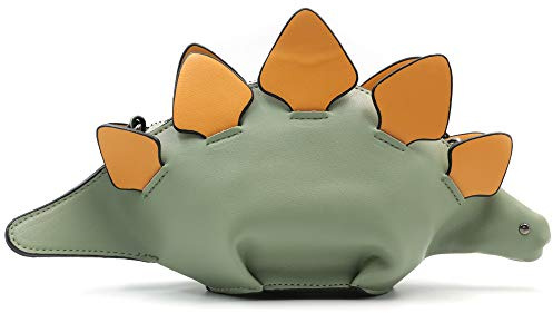 QiMing Dinosaurier-Umhängetasche, PU-Stegosaurus-Umhängetasche für Mädchen und Frauen